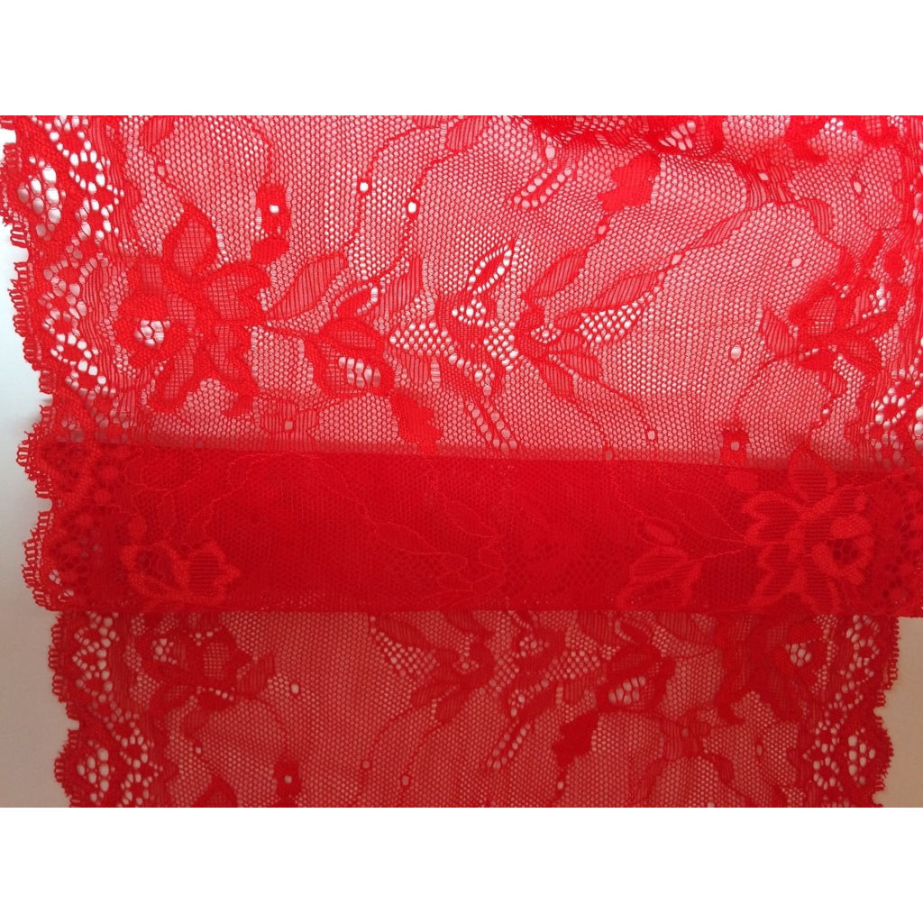 Beautiful Scarlet Red Stretch Wide Lace 24 cm/9.5 – The Lace Co.