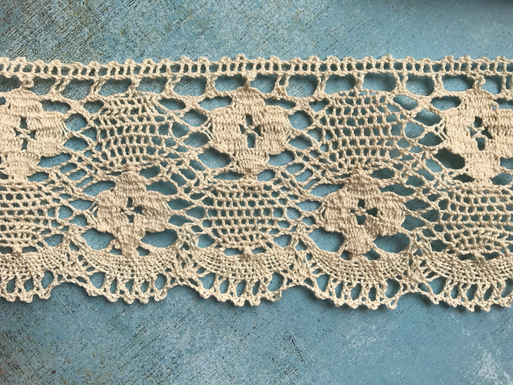 White or Natural EcruCotton Crochet Cluny Insertion Lace 70mm/2.75   – The Lace Co.