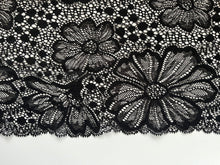 Black Extra  Wide Soft Stretch Scalloped Lace   21 cm/8.5”