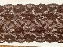 2.75 m Chocolate Brown French Soft Wide Stretch Lace Trim 18 cm/7"