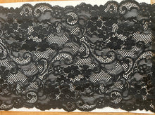 3.5 m Black French Soft Wide Stretch Lace Trim 20 cm/8”