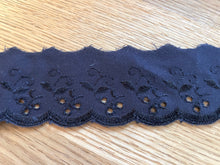 Quality Navy Blue Cotton Broderie Anglaise  Lace Trim  2”