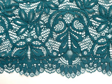 Teal Green Wide Soft Stretch Scalloped Lace   23cm/9”