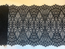 Black Extra  Wide Soft Stretch Scalloped Lace   22 cm/9”