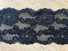 Black Corded Stretch Nottingham Lace 9 cm/3.5”