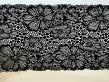 Black Extra  Wide Soft Stretch Scalloped Lace   21 cm/8.5”