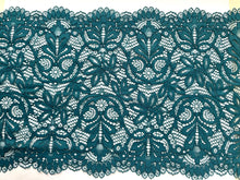 Teal Green Wide Soft Stretch Scalloped Lace   23cm/9”