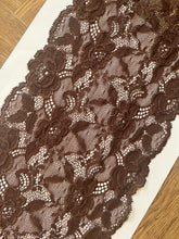 2.75 m Chocolate Brown French Soft Wide Stretch Lace Trim 18 cm/7"