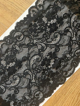 3.5 m Black French Soft Wide Stretch Lace Trim 20 cm/8”