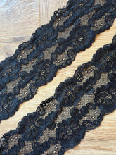 Black Corded Stretch Nottingham Lace 9 cm/3.5”