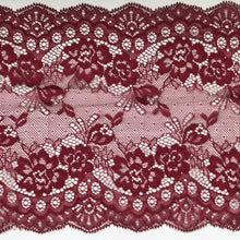 Burgundy Dark Magenta Delicate Clipped Lace Wide 7.5"/19 cm