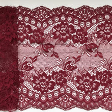 Burgundy Dark Magenta Delicate Clipped Lace Wide 7.5"/19 cm