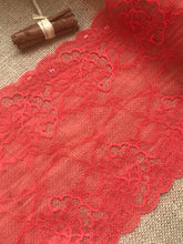 2 x 1.5 m Delicate Red Stretch Wide Lace 22 cm/9"