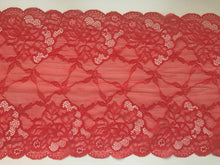 2 x 1.5 m Delicate Red Stretch Wide Lace 22 cm/9"