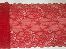 2 x 1.5 m Delicate Red Stretch Wide Lace 22 cm/9"