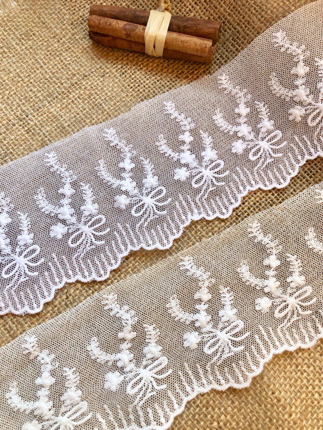 Vintage French Cotton Tulle Lace Trim White Lace 8 cm/ 3 – The Lace Co.
